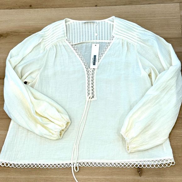NWT* Jonathan Simkhai Rhodes Summer Lace Up Blouse - Women's Large - Picture 5 of 12
